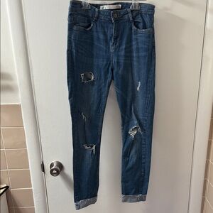 Zara Distressed Cuffed Blue Jeggings “Traffaluc denim collection”